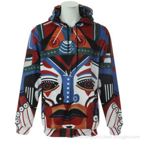 Unique men's zip up hoodie with high quality, 100% polyester sublimation printing, custom design